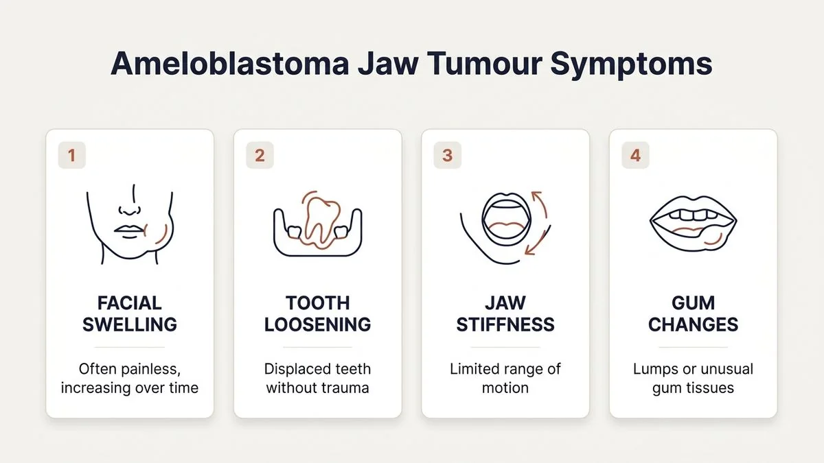 ameloblastoma jaw tumour symptoms diagnosis and surgery — key facts infographic