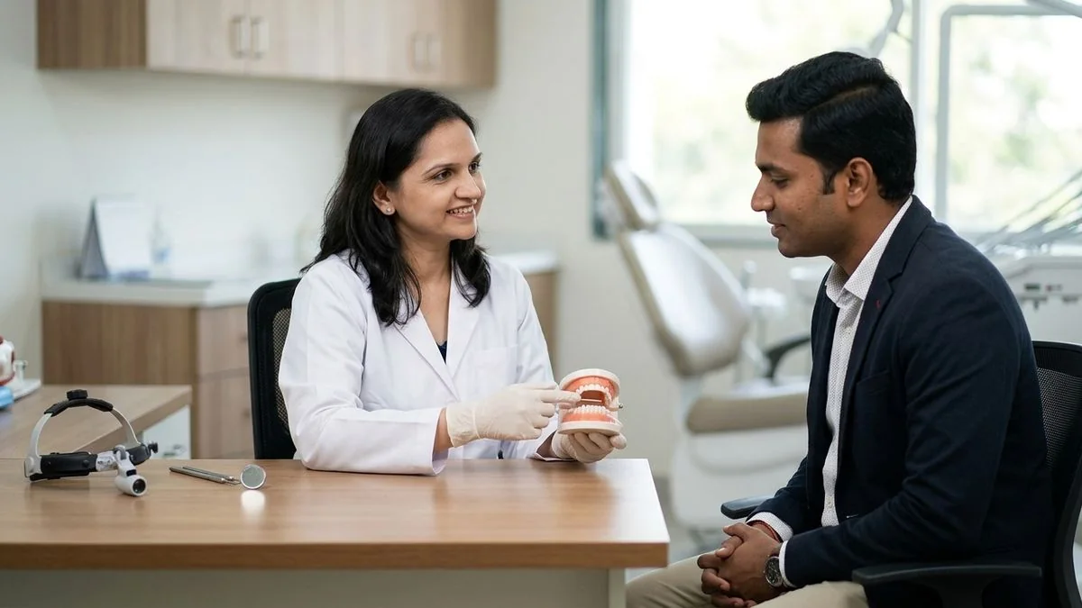 Dr. Pradeep S. and Dr. Kalpa Pandya consulting a patient about buccal mucosa cheek cancer symptoms surgery and recovery