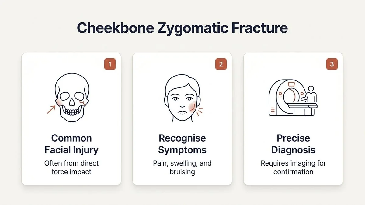 cheekbone zygomatic fracture symptoms surgery and recovery — key facts infographic