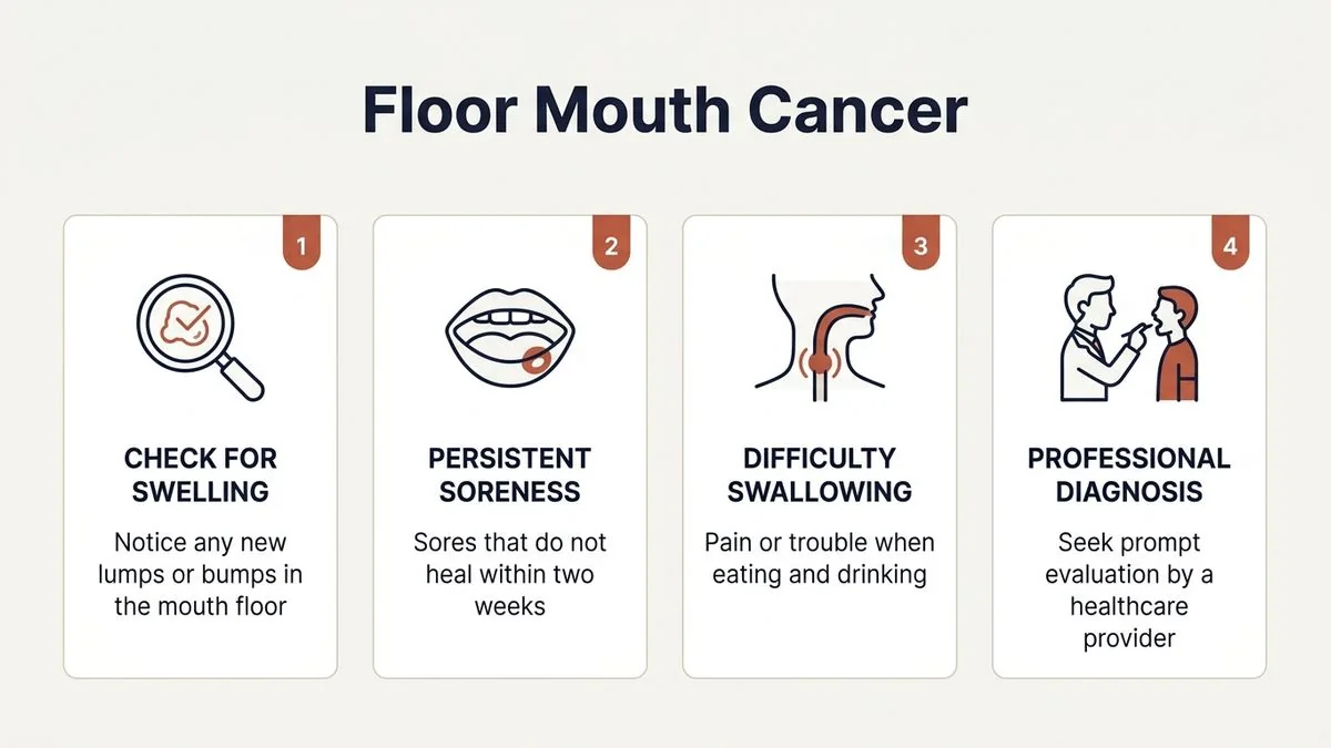 floor of mouth cancer symptoms and warning signs — key facts infographic