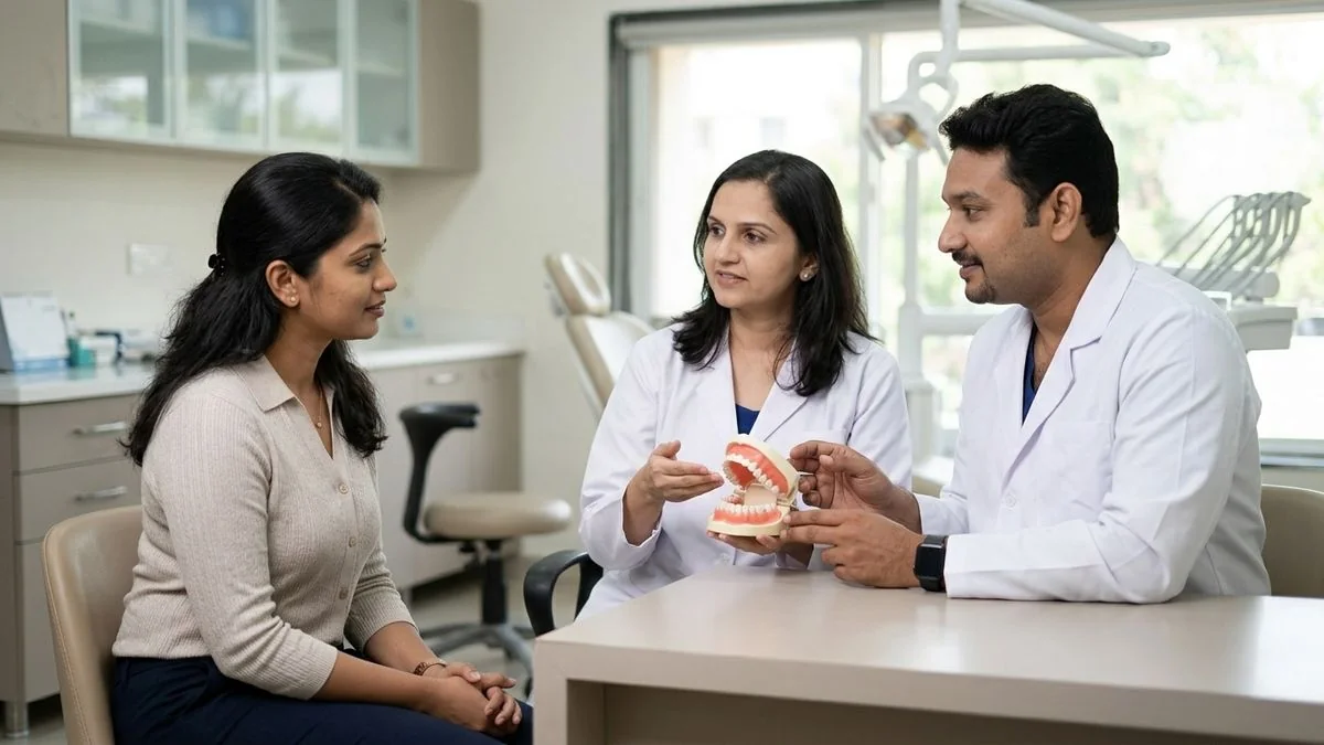 Dr. Pradeep S. and Dr. Kalpa Pandya consulting a patient about oral cancer treatment cost in Chennai what affects the price