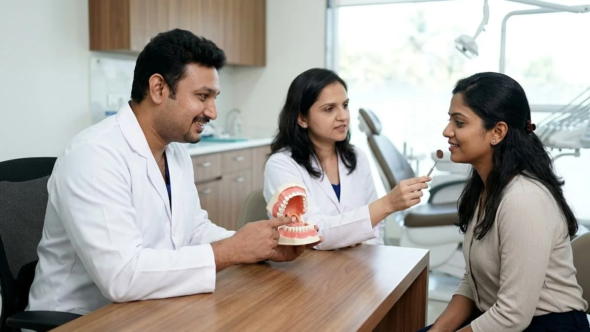 Dr. Pradeep S. and Dr. Kalpa Pandya consulting a patient about is mouth cancer curable survival and outlook